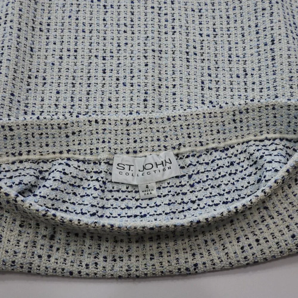 Vintage St John Collection Tweed Suit Sz 4 Made USA Navy White Black Accent - Picture 6 of 16